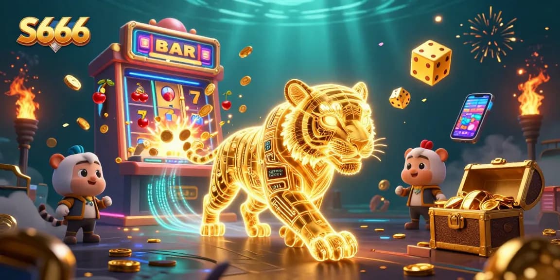 Experience thrilling wins at S666 with a vibrant casino scene featuring light energy effects and jackpot excitement.