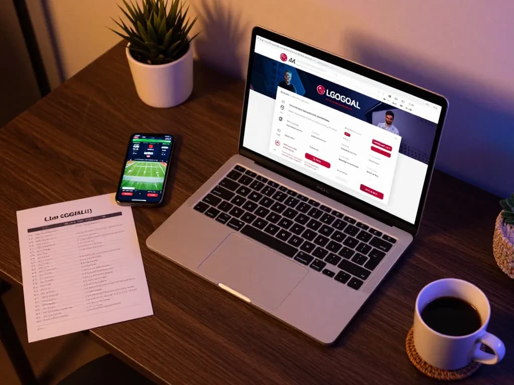 Engaging in online betting through LGOGOAL using a modern gaming setup with laptop and smartphone.