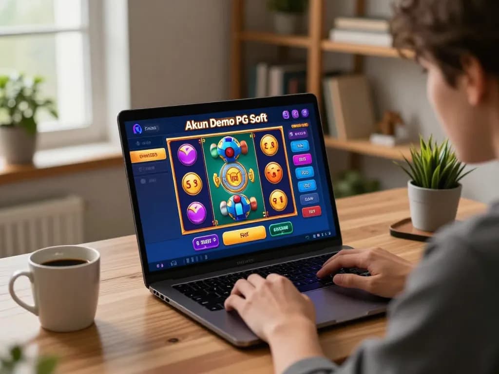 Akun Demo PG Soft permainan slot ditampilkan di laptop selama sesi permainan online yang menarik