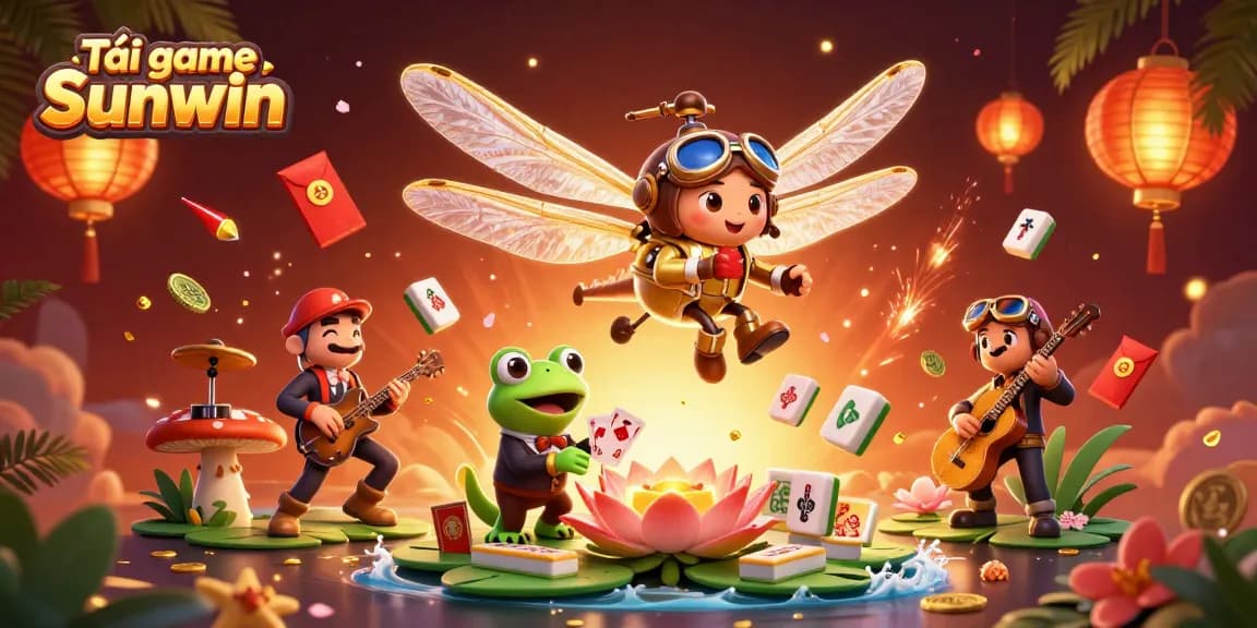 Experience vibrant gaming action with Tải game Sunwin through our dynamic illustration featuring casino fun.