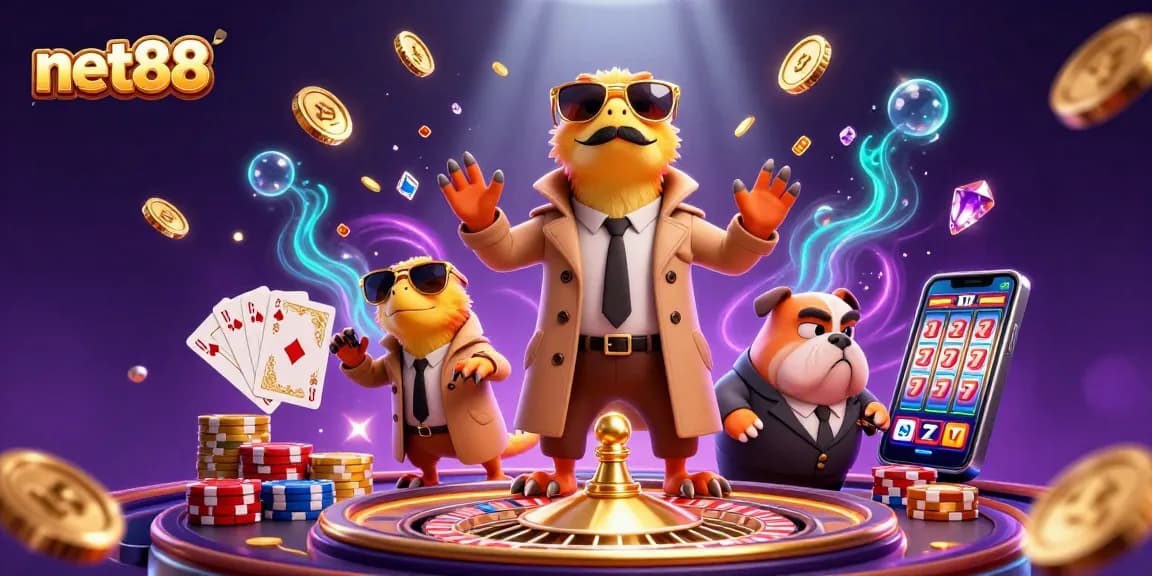 net88 raptors disguised to enter a casino, with coins, cards, and roulette for excitement