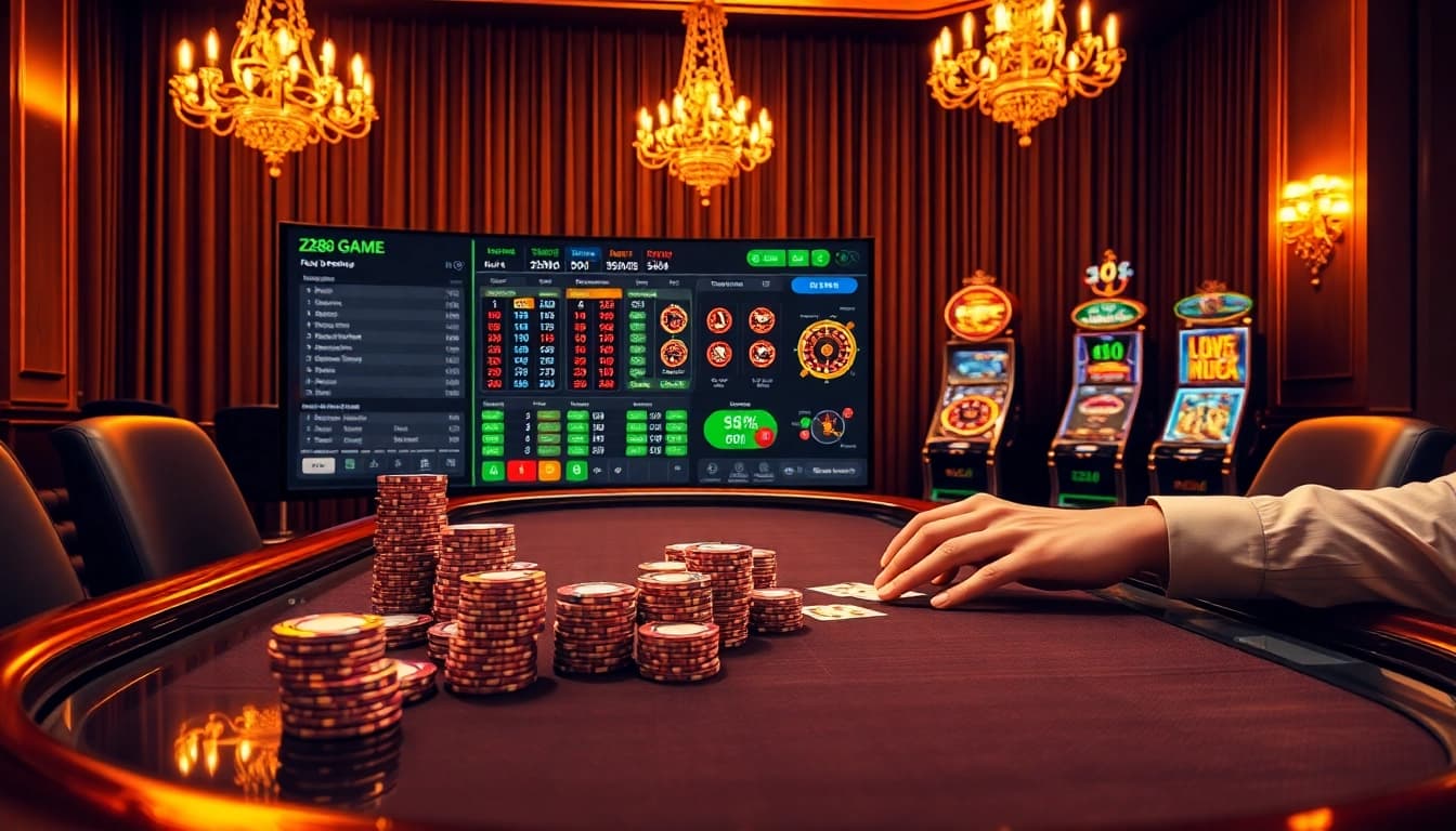Player placing bets on hz88 game at luxury casino table with vibrant poker chips and digital roulette