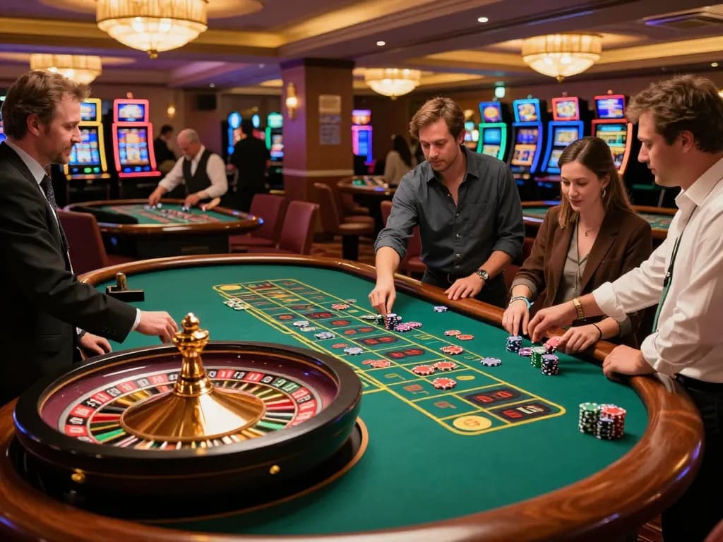 Players engaged in lively roulette action at a casino table, showcasing SC88 dynamic gameplay and excitement.