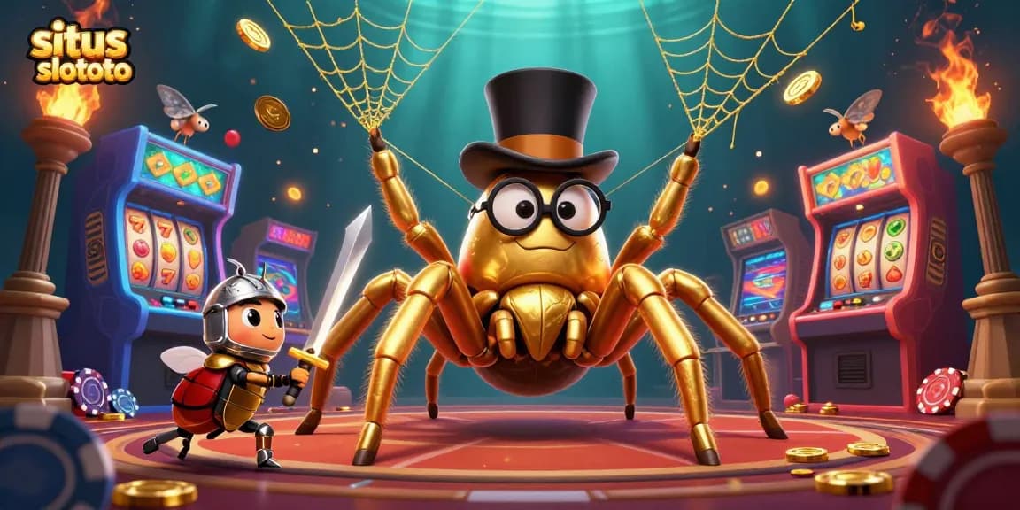 Engage with situs slot toto in a vibrant casino scenario featuring dynamic game elements and characters.