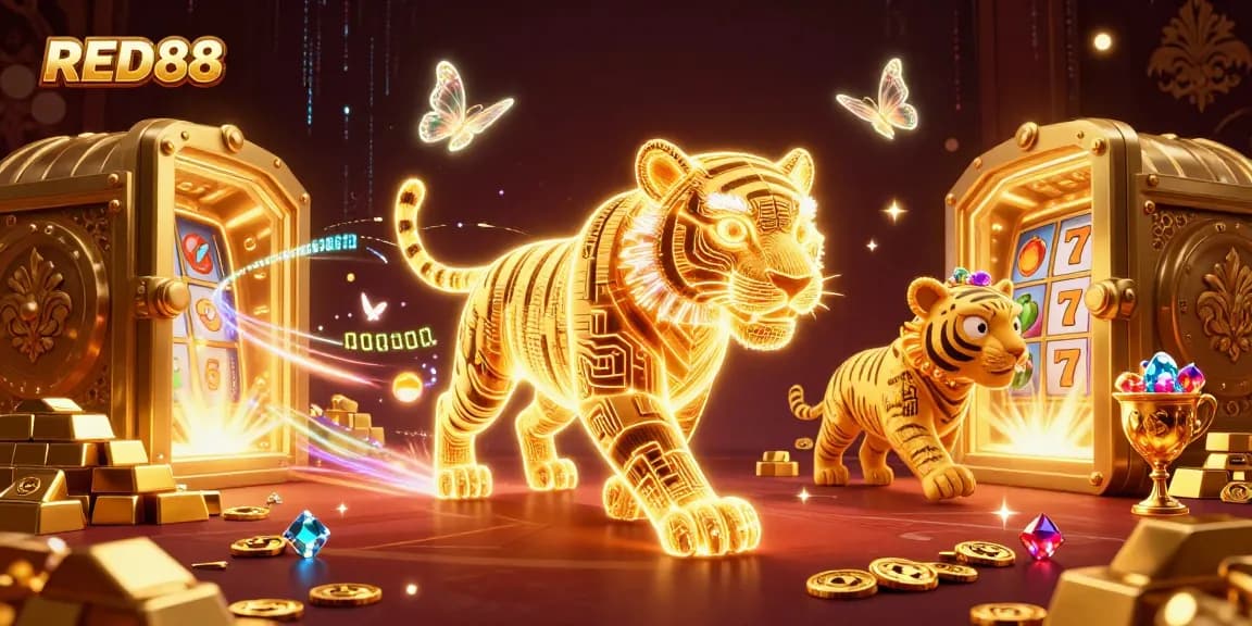 Immerse in excitement with RED88's dazzling illustration of a vibrant casino scene.