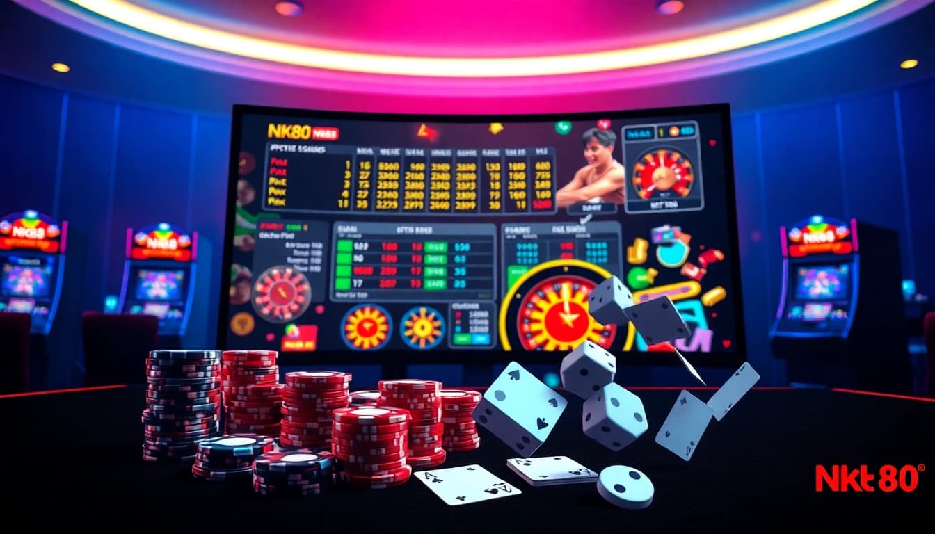 Engaging nk88 online casino platform showcasing advanced betting interface and vibrant poker chip action