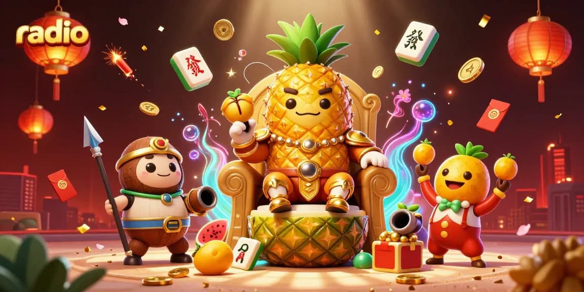 Enjoy thrilling gaming action at radio-themed casino with vibrant characters and elements.