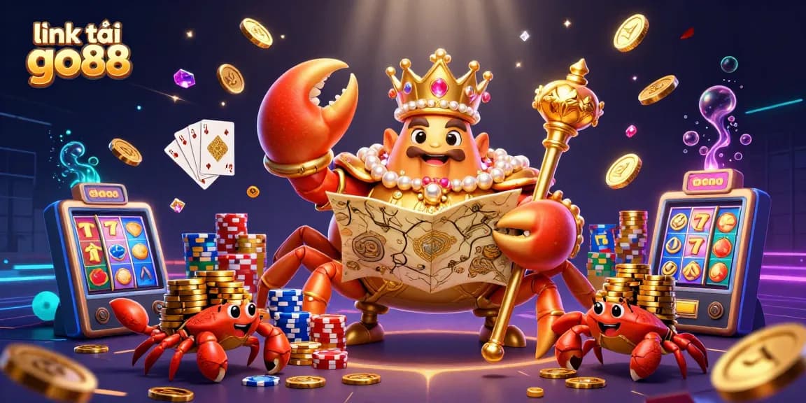 Spin and win with 'link tải go88' in a vibrant casino scene loaded with golden treasures and slot machines.