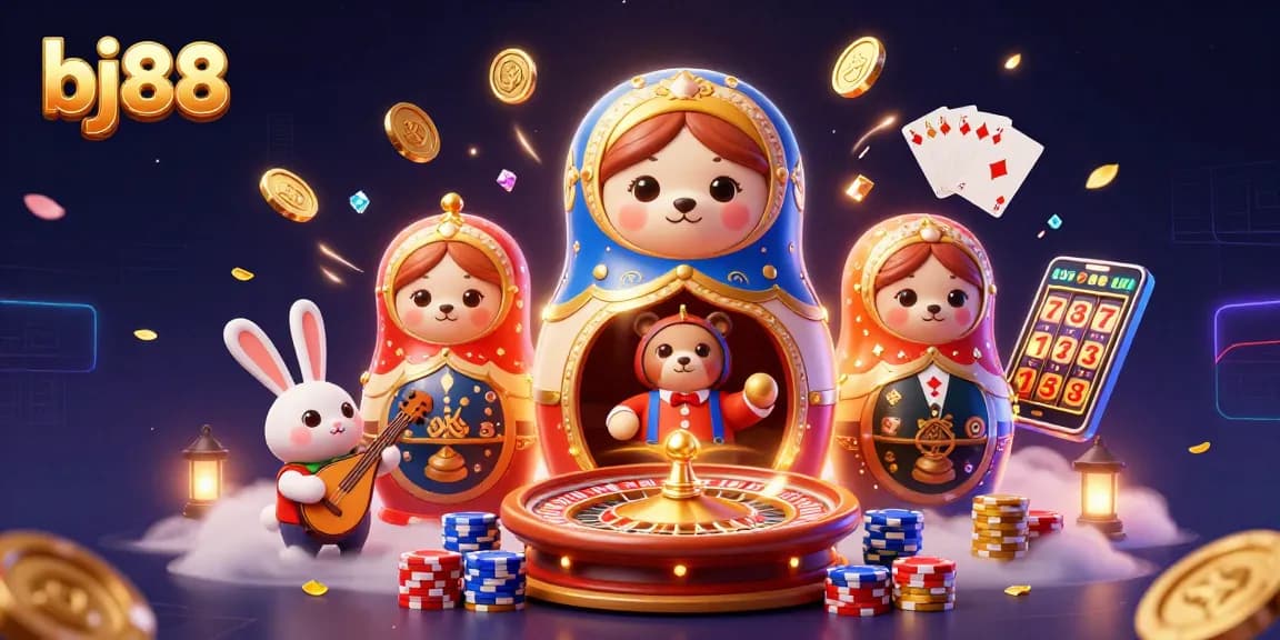 Spin and win at BJ88 Casino with vibrant games, festive imagery and exciting casino action.