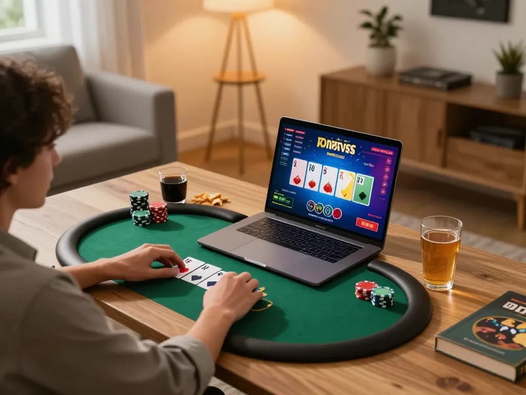 Play exciting poker online with w188's user-friendly interface in a cozy home setting