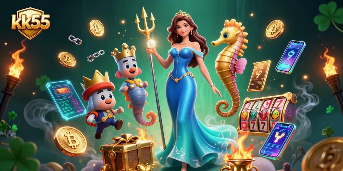 Spin to win with kk55, a captivating digital illustration of an ocean-themed casino adventure.
