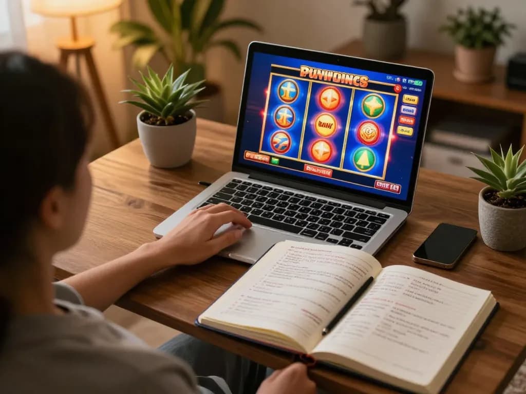 Engaging with slot gacor gampang menang strategies at home in a cozy gaming setup.