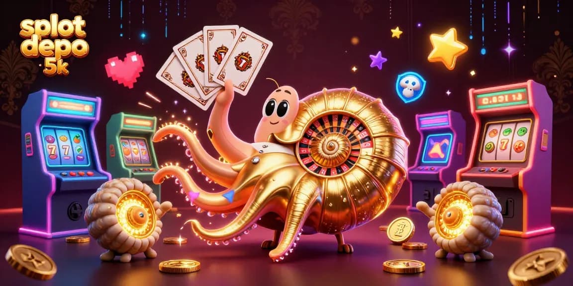 Engage in thrilling slot depo 5k gameplay with vibrant characters and glowing arcade elements.