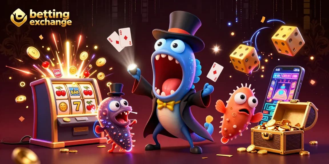 Experience thrilling betting exchange action with vivid characters and dynamic casino elements.