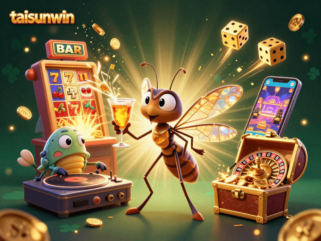 Engage with taisunwin at a vibrant casino scene featuring a golden cocktail and fossil DJ.