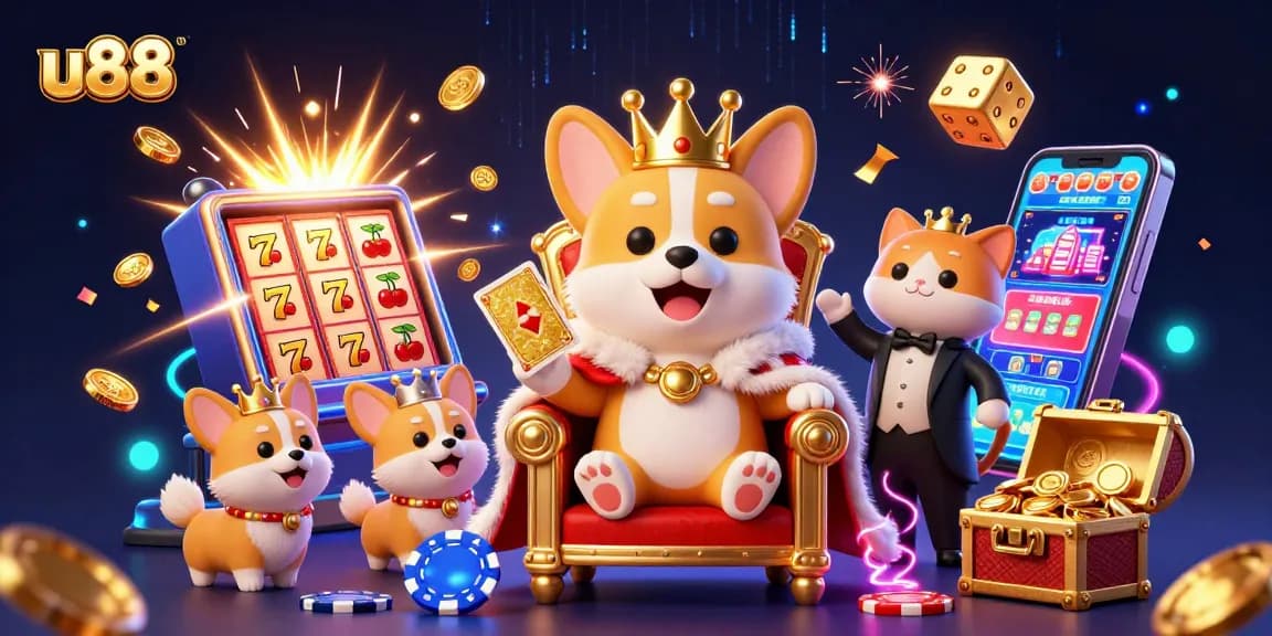 Experience the excitement of u88 online casino with corgi royalty and jackpot elements in vibrant 3D.