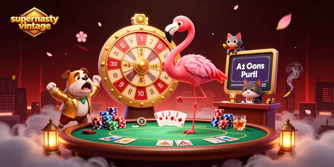 Spin and win with supernastyvintage in a dynamic casino-inspired scene with vibrant game elements.
