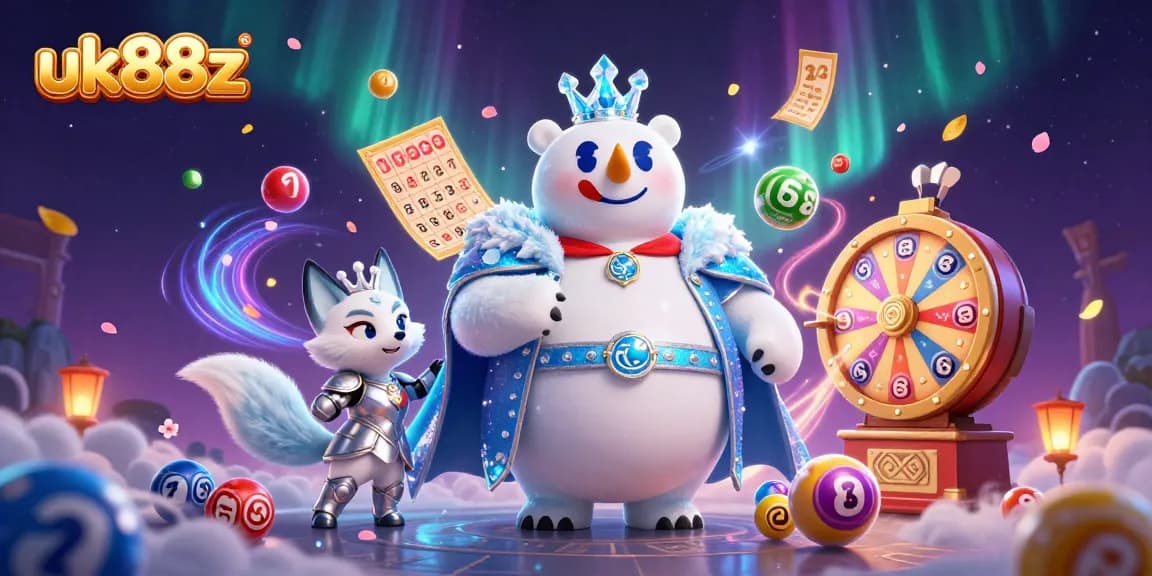 uk88z's thrilling lottery scene with an ice king polar bear and a captivating snow fox.