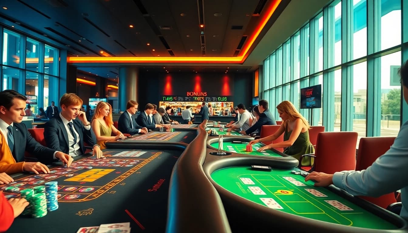 Reveal casino bonuses through vibrant gaming action at an elegant casino table.