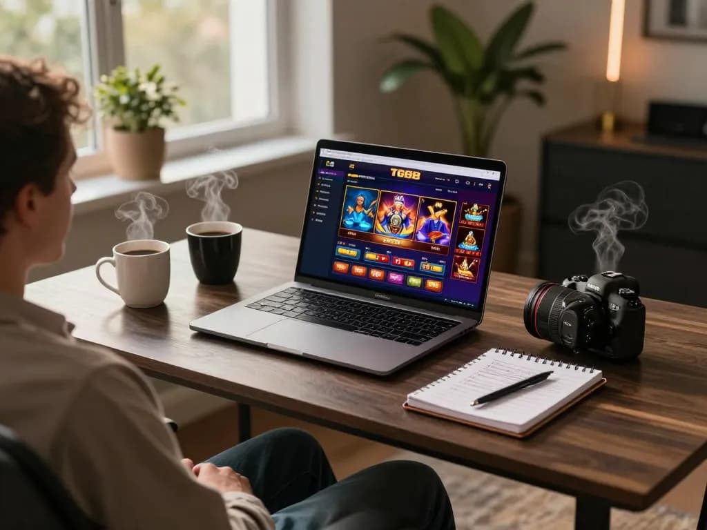 Player enjoying online gaming on TG88, immersed in casino action from home.