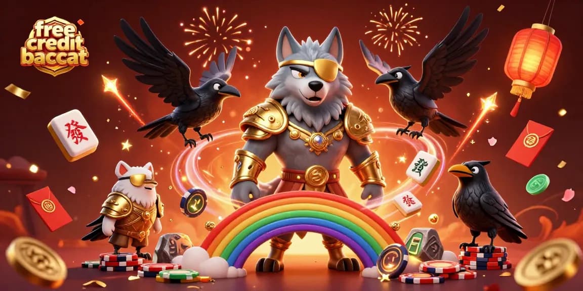 Experience free credit baccarat with our stunning 3D illustration of a magical Norse-inspired casino adventure.