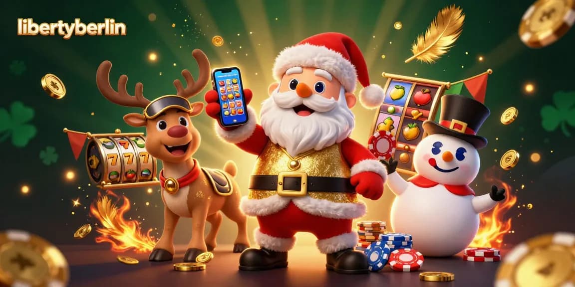 Win big at libertyberlin with Santa and friends celebrating in a vibrant casino scene.