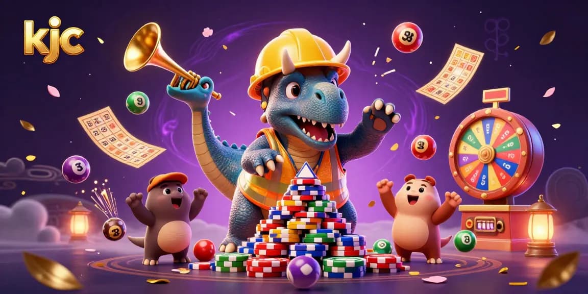 KJC delivers a thrilling gaming experience with vibrant characters and lottery elements celebrating success.