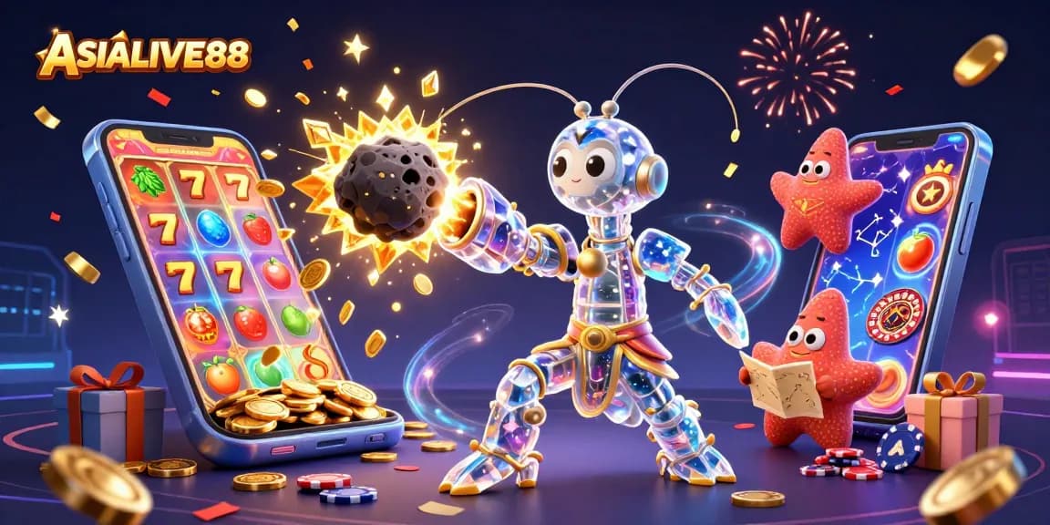Spin to win at ASIALIVE88 with vibrant slots and jackpot excitement in a dynamic casino illustration.