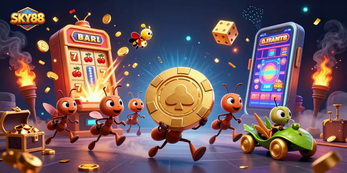 Play exciting games at SKY88 while tracking your wins with giant poker chips.