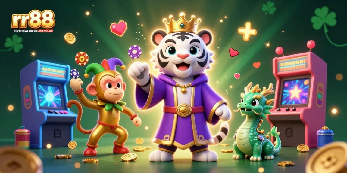 Win big with rr88 - truy cập trang chủ nhà cái rr88 mới nhất, featuring vibrant gaming characters and elements.