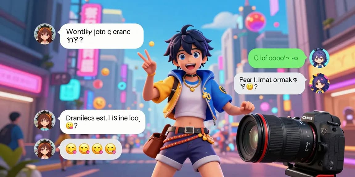 An engaging hentai ai chat scene with an animated character interacting dynamically in a vibrant digital environment.