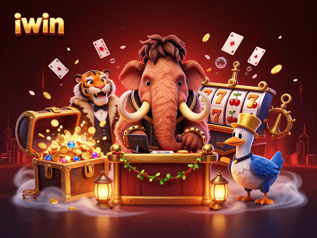 Experience the thrill of iwin as a mammoth bouncer checks ID in a vibrant casino scene.