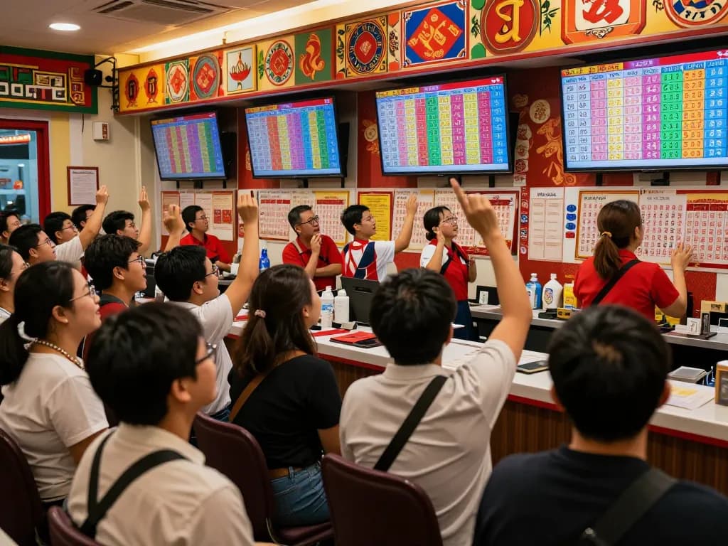 Participants eagerly awaiting the latest data sgp results during a lively lottery draw event