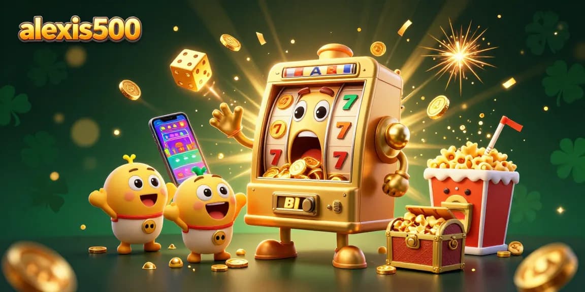 Experience the excitement of jackpotted wins with alexis500's vibrant 3D casino scene featuring dynamic slot machines.