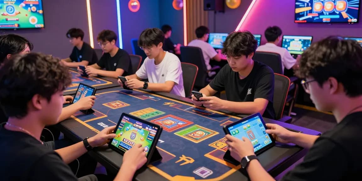 Exciting gaming environment showcasing players enjoying game bài zowin on mobile devices, with colorful graphics.