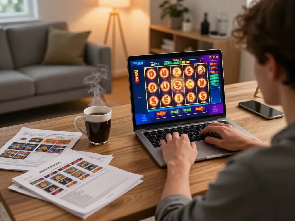 Experience winning with link slot games on a laptop in a cozy home environment.