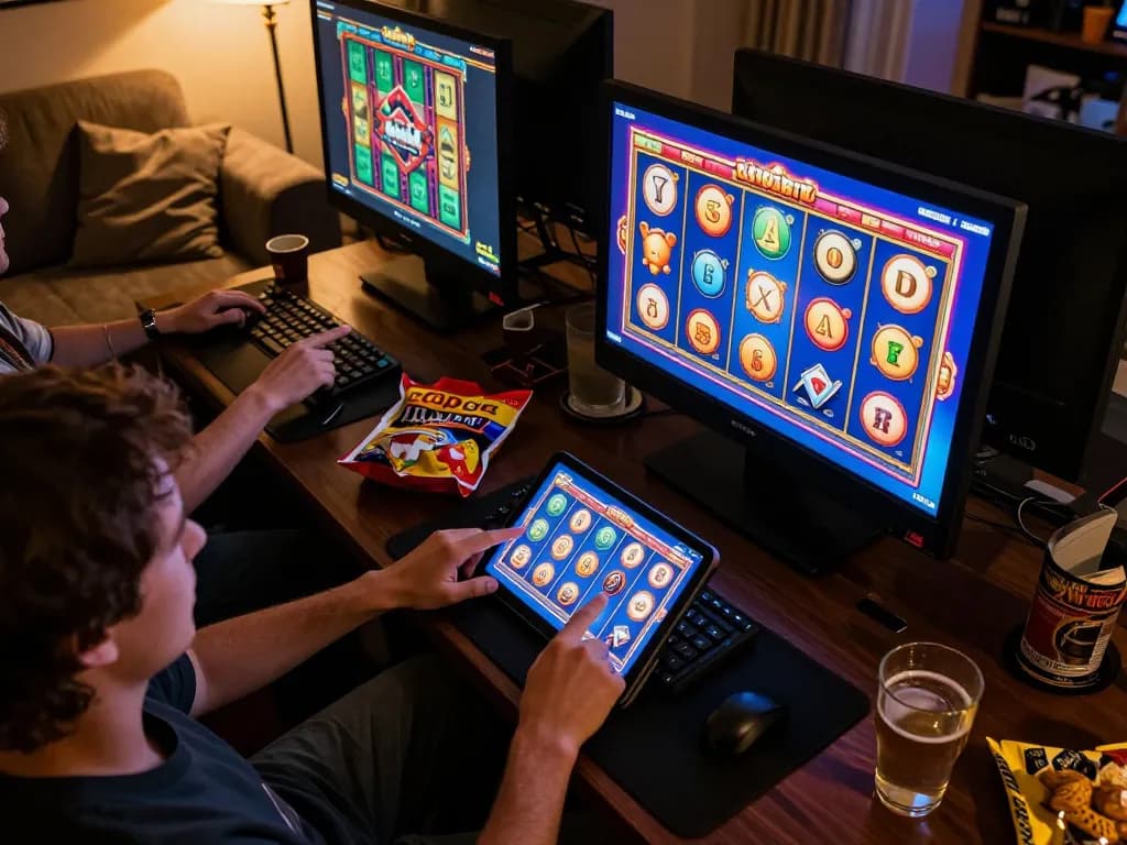 Player engages with LGOSUPER's vibrant online slots, showcasing excitement during gameplay.