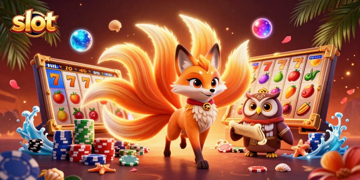 Spin the slot machines with vibrant reels and glowing symbols in this lively casino scene.