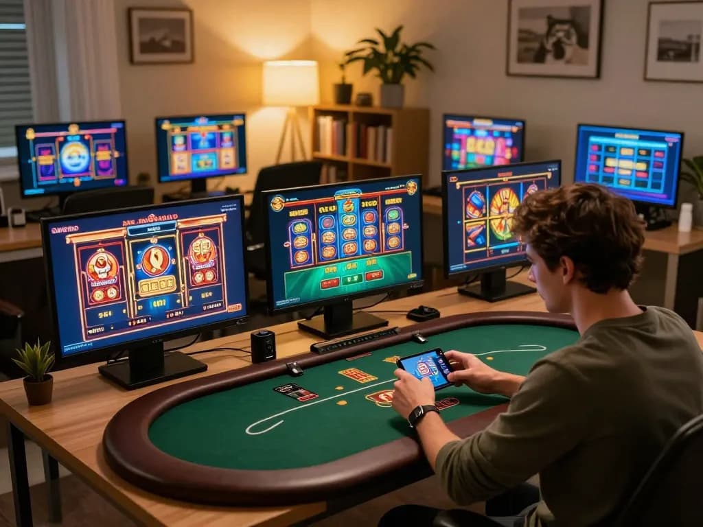 Experience aman788 online gaming strategies while engaging with vibrant slot games on multiple screens.