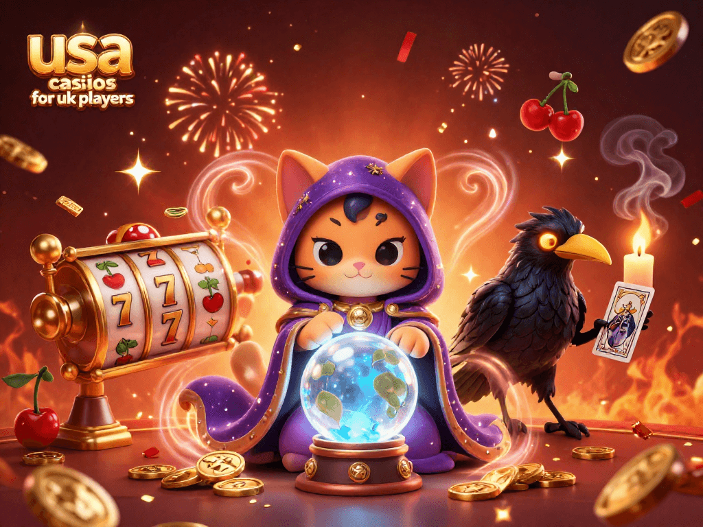 Engage with usa casinos for uk players through vibrant 3D casino illustration highlighting slots.