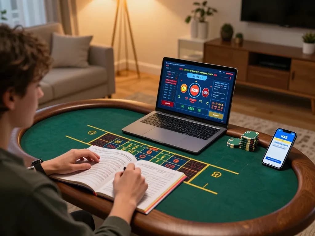 Player using the TV88 app for online betting in a stylish home setting