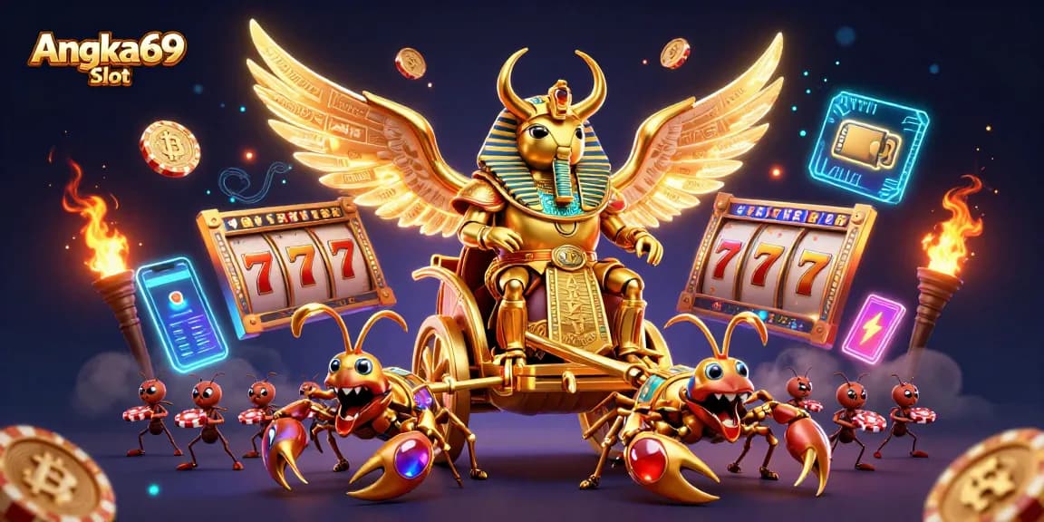 Engage with Angka69 Slot through thrilling gameplay featuring vibrant slot reels and golden elements.