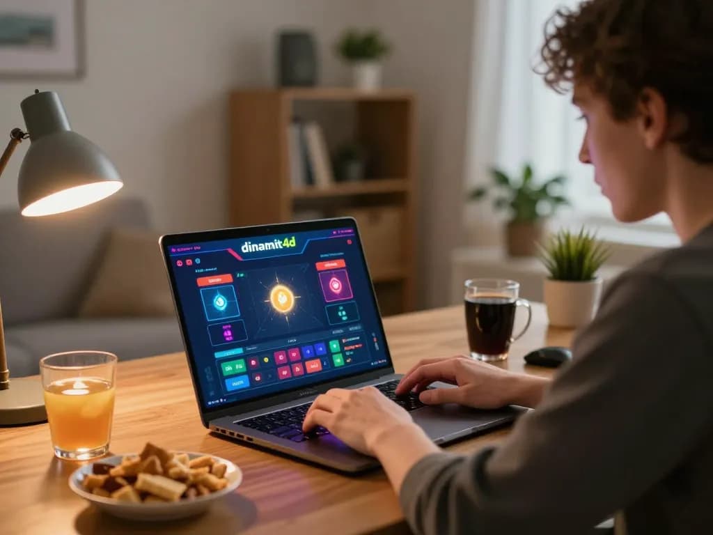Engaging online gambling scene featuring dinamit4d interface with vibrant graphics.