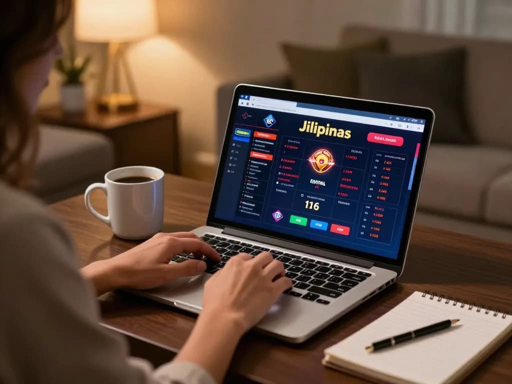Engaging with Jilipinas' online casino platform for strategic gameplay from home.