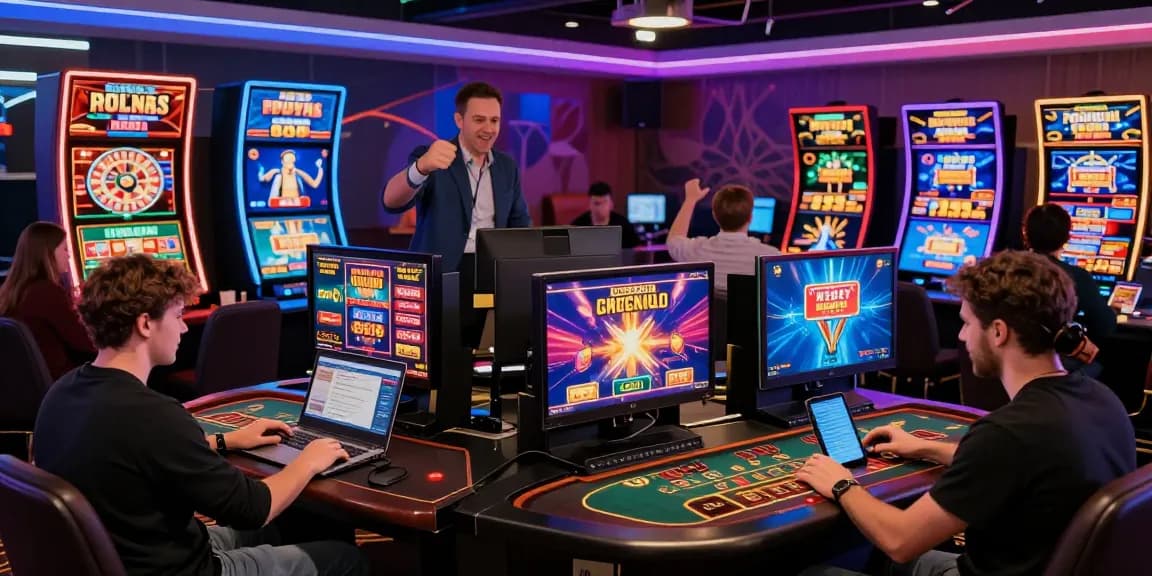Exciting gaming scene at new online casinos UK showing players engaged with games and promotions