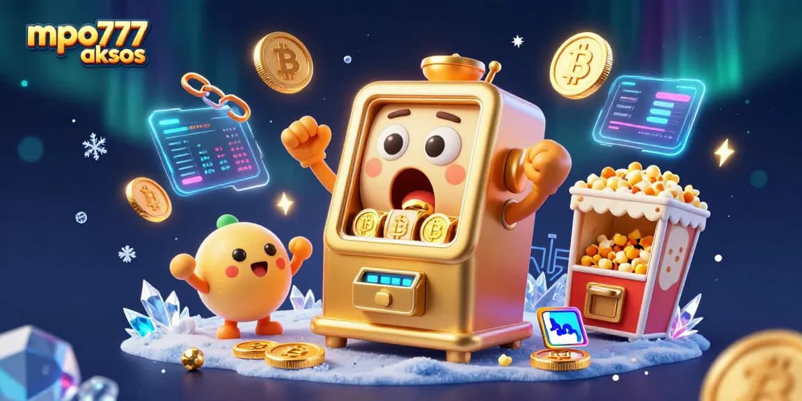 Spin for rewards with mpo777 akses showcasing a golden slot machine bursting coins.