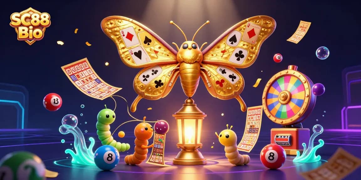 Experience dynamic gaming excitement with SC88 Bio in this captivating 3D casino illustration.