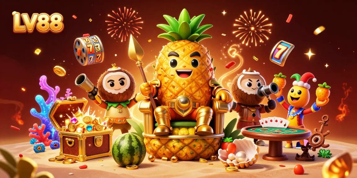 Experience the excitement of LV88 with vibrant 3D casino characters, lively treasures, and dynamic game elements.