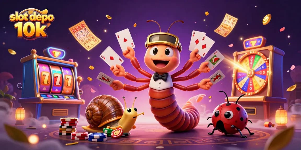 Experience the excitement of slot depo 10k with a colorful casino scene full of dynamic elements.
