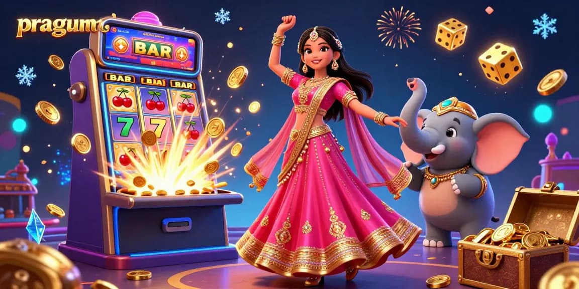 Experience pragmatic gaming strategies with a vibrant, immersive casino illustration bursting with dynamic elements and rich colors.
